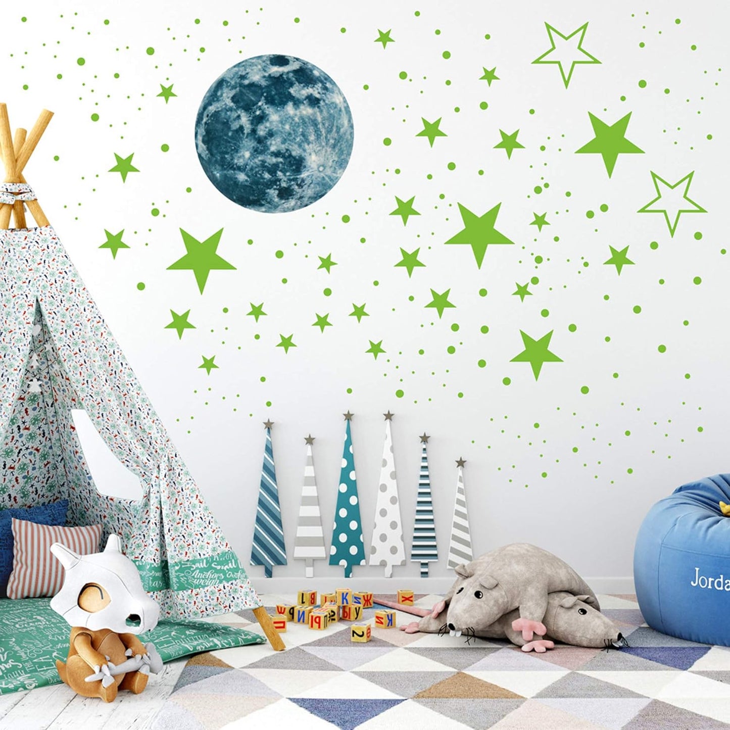 Luminous Moon Stars Wall Stickers for Kids room Bedroom